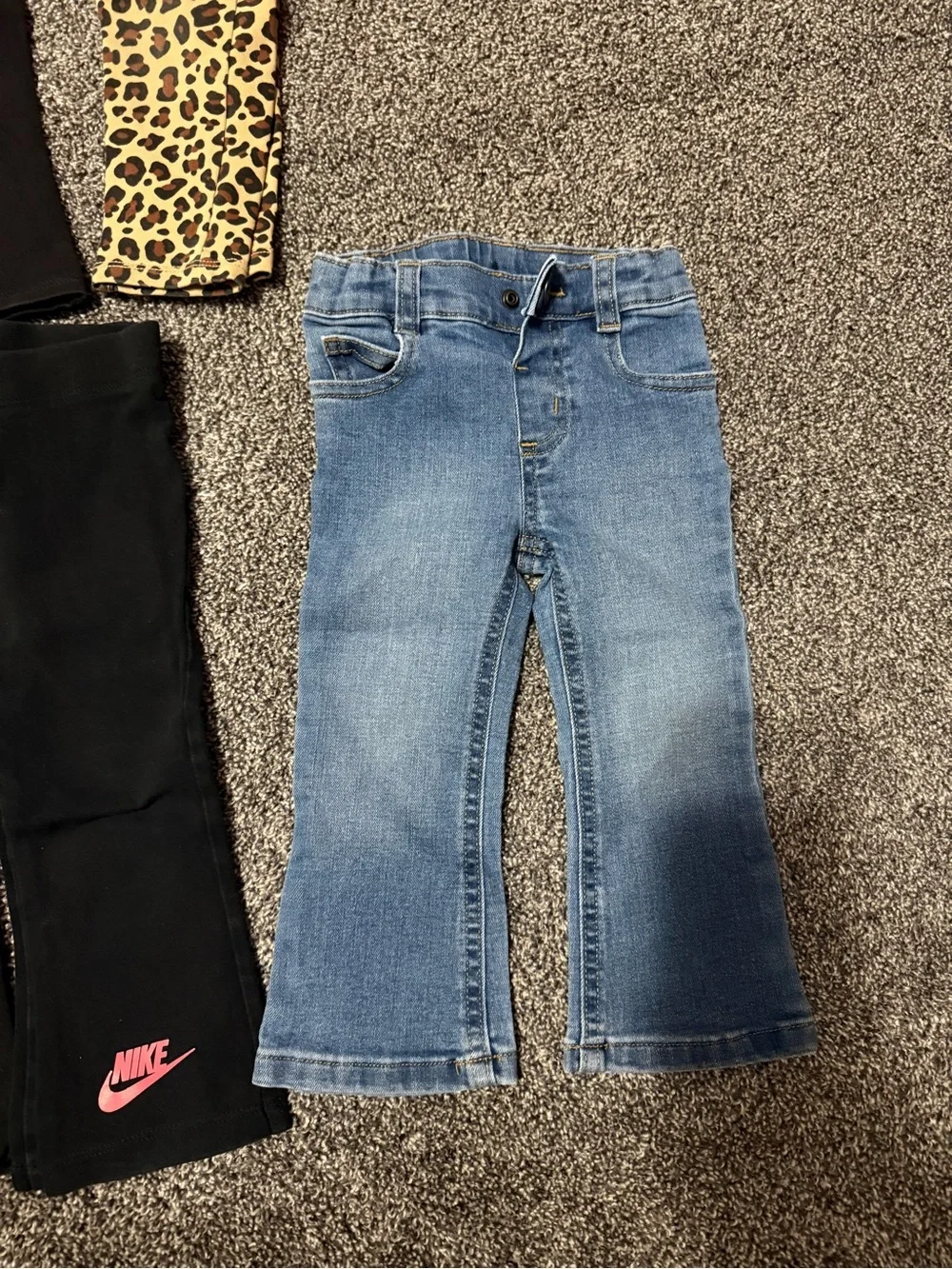 18 month baby girls pants denim cheetah leopard velvet Nike